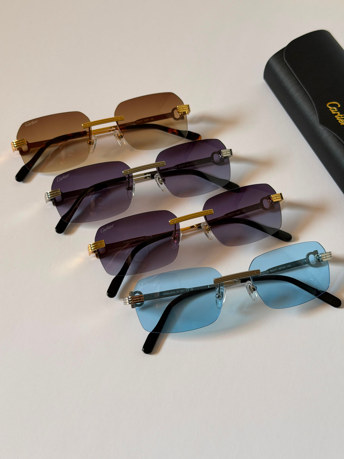 Cartier Première de Cartier Rimless Rectangle Sunglasses
