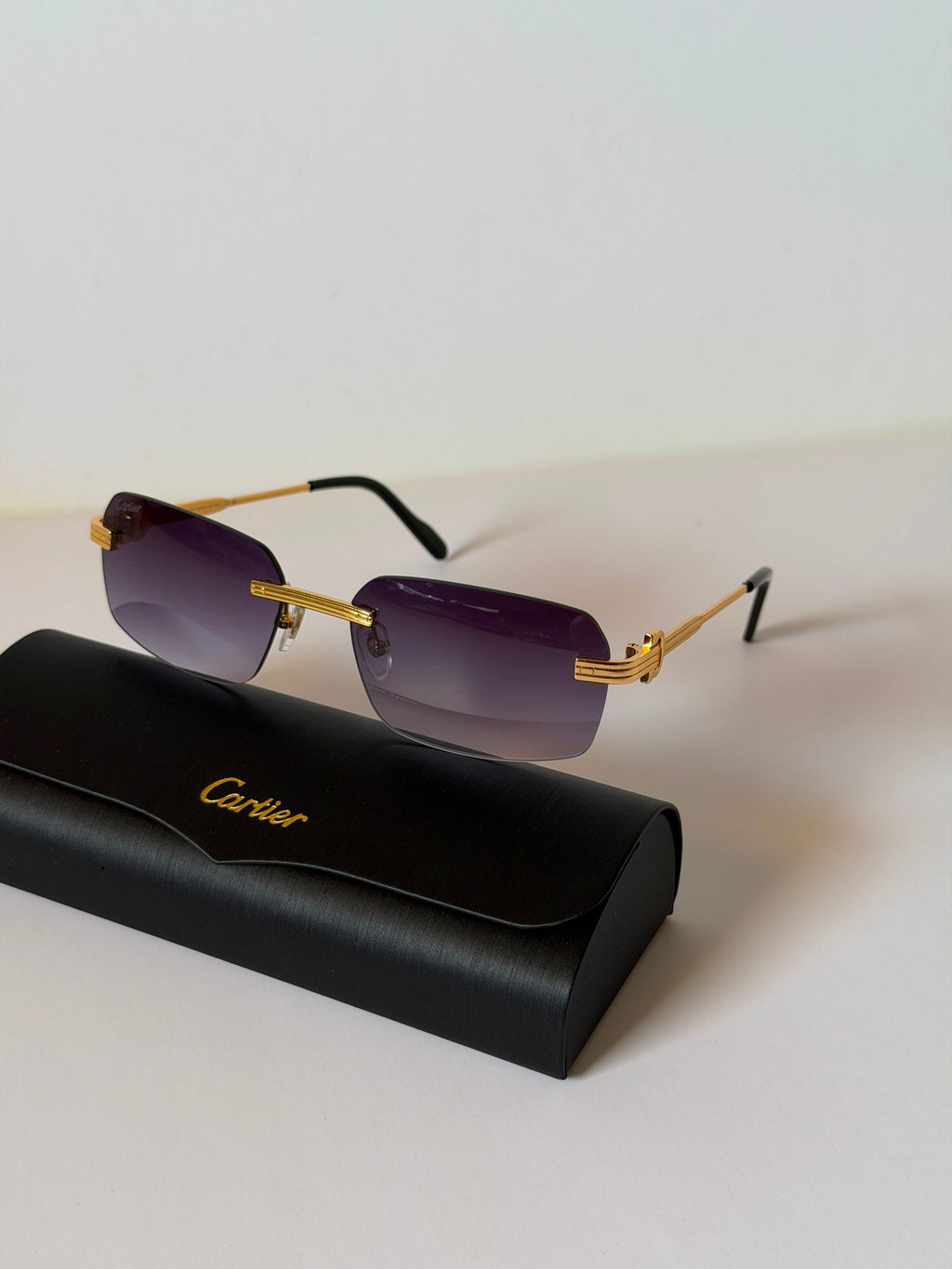Cartier Première de Cartier Rimless Rectangle Sunglasses