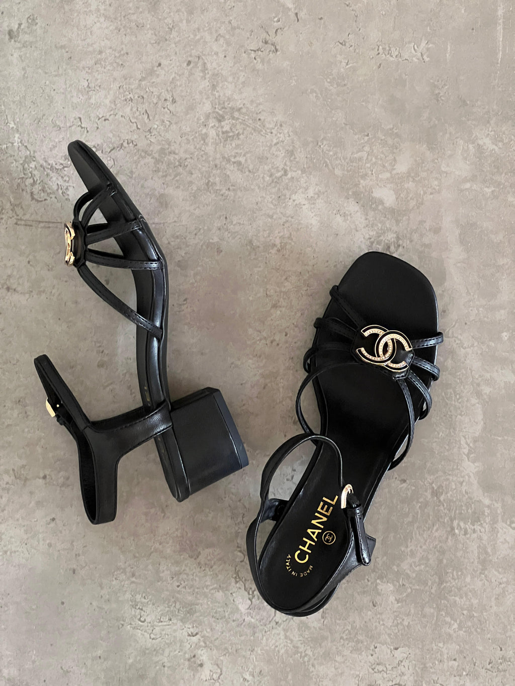 Chanel Lambskin Crystal CC Sandal