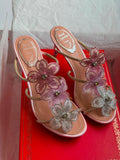 Rene Caovilla Peach Flower Sandal