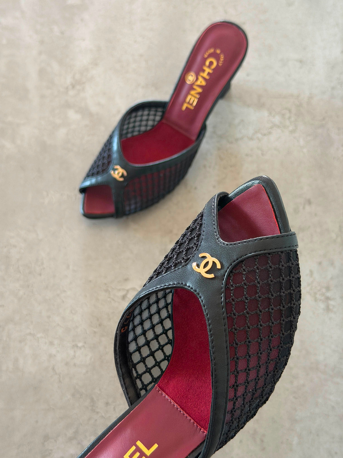 Chanel Coco Beach 2026 Black Mesh and Lambskin Mule