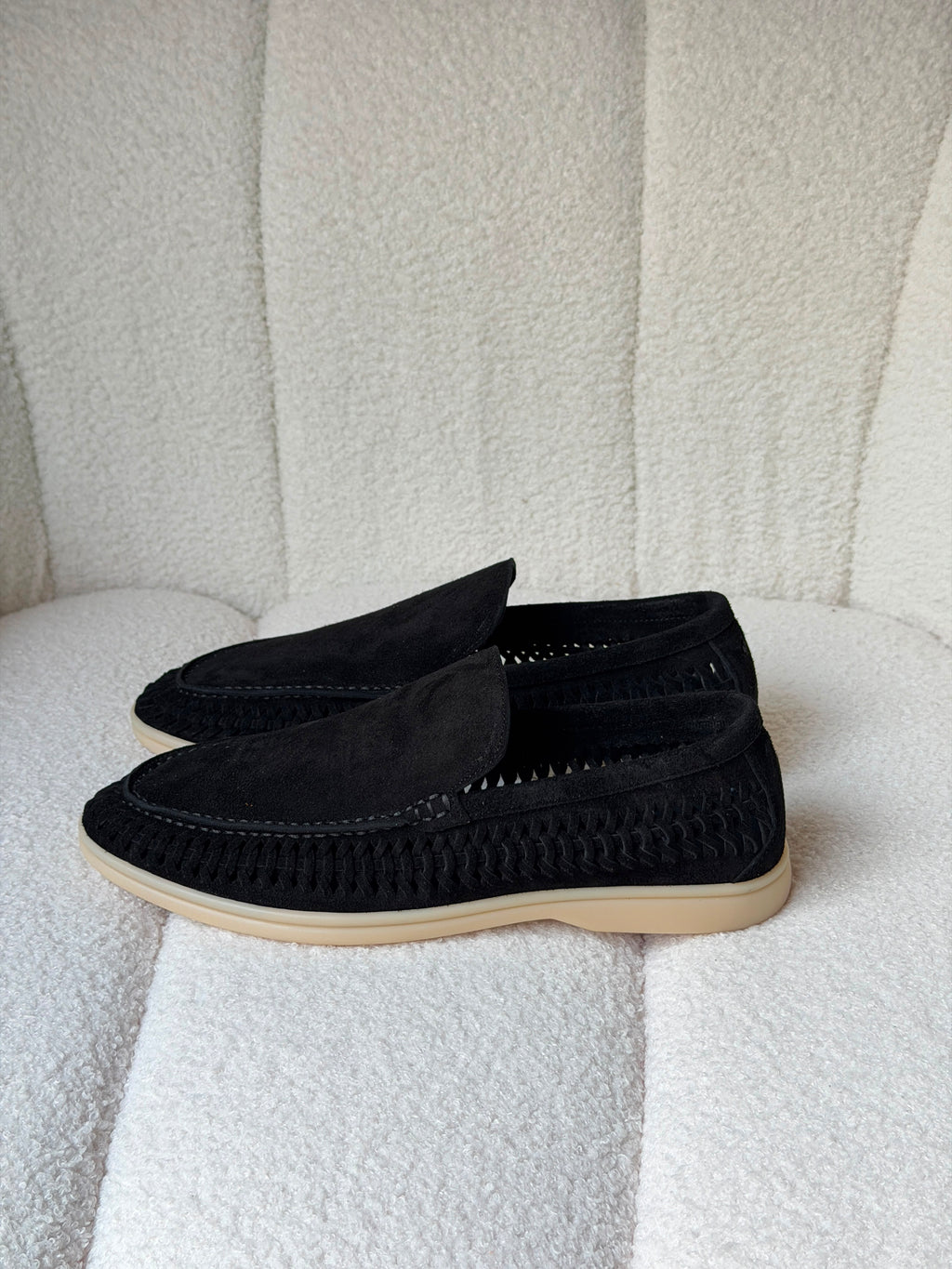 Loro Piana Summer Walk Loafers Woven Suede Edge