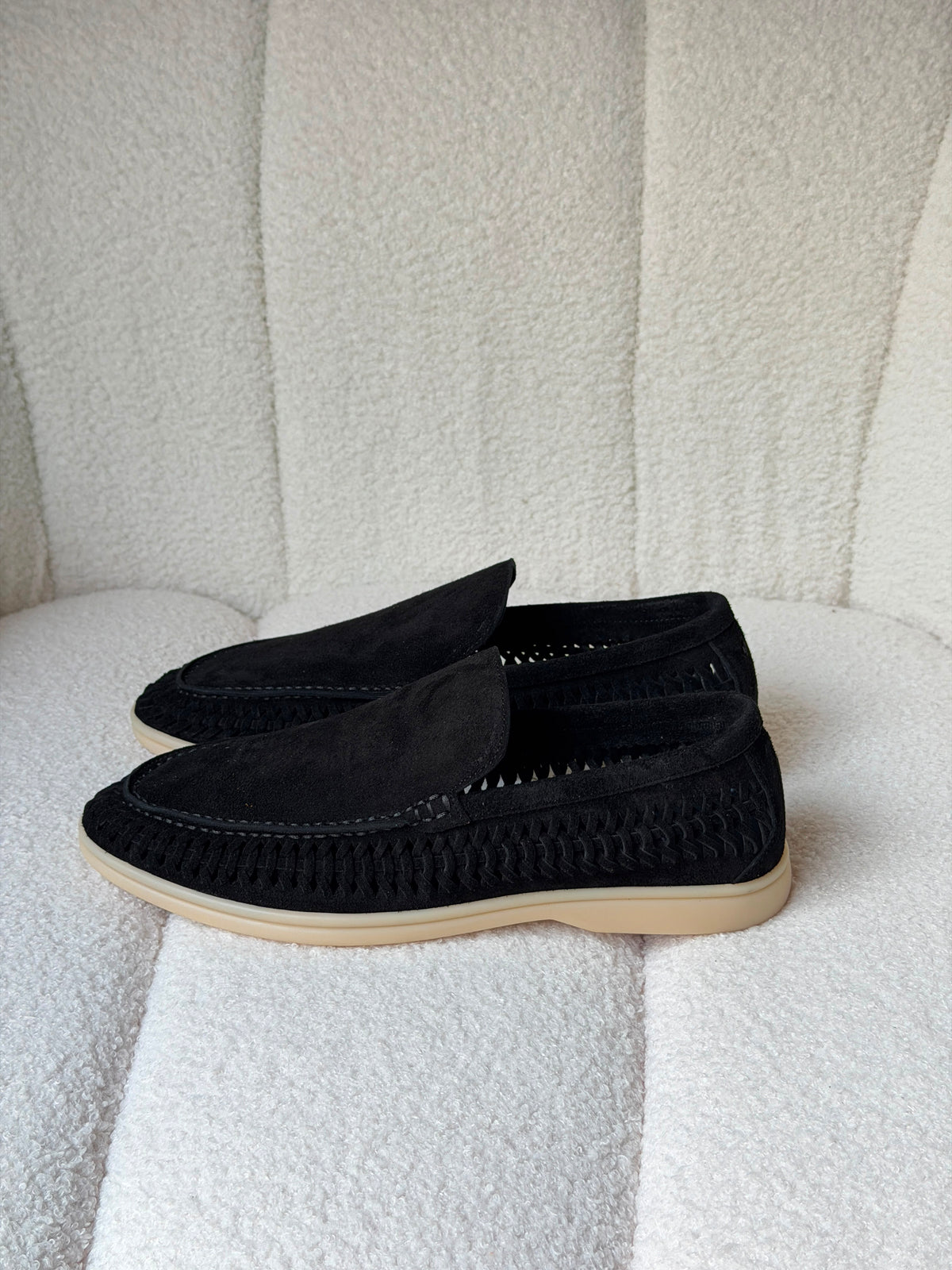 Loro Piana Summer Walk Loafers Woven Suede Edge