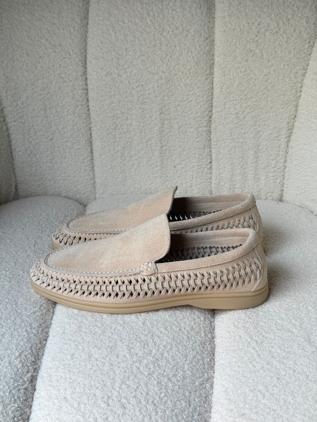 Loro Piana Summer Walk Loafers Woven Suede Edge
