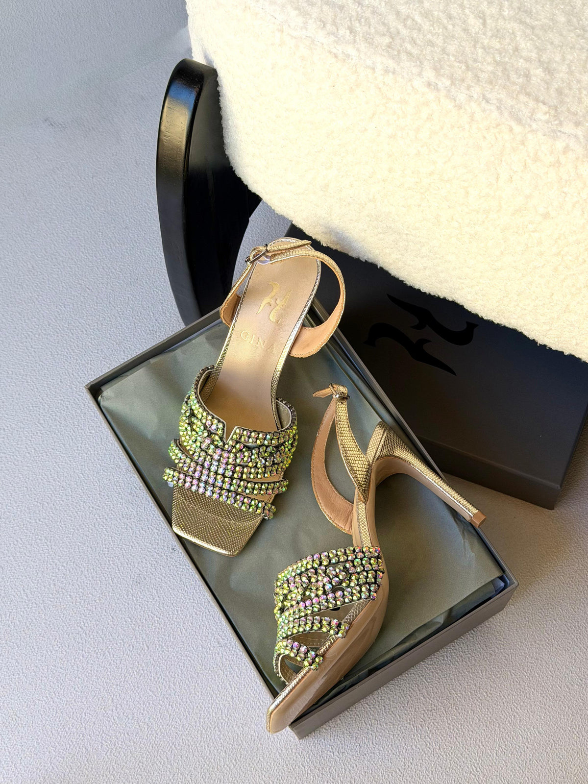 Gina Metallic Leather Slingback Sandals