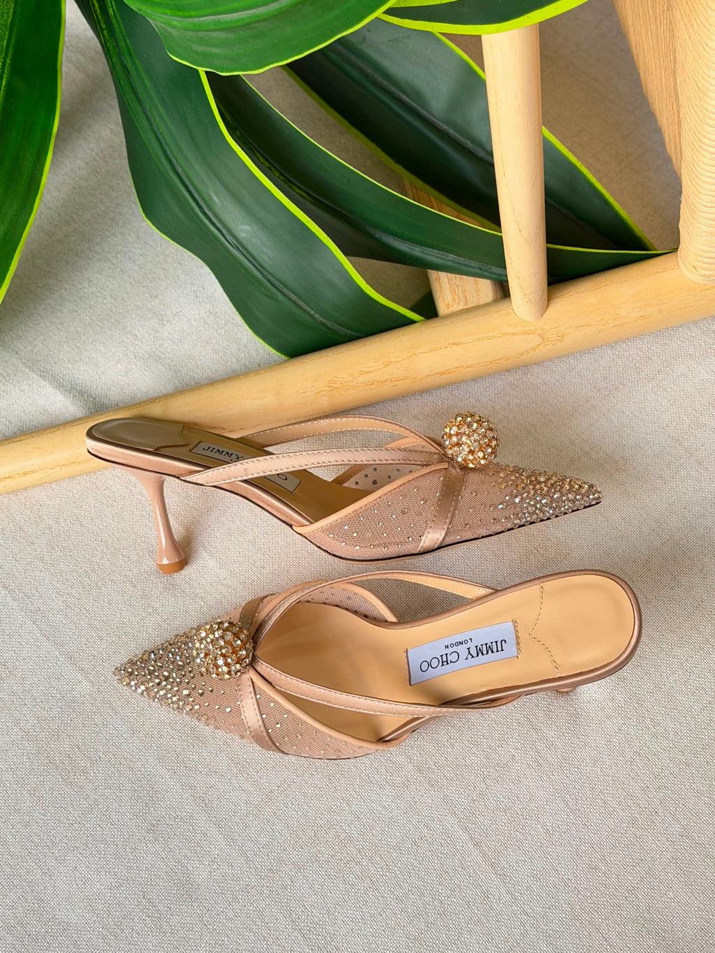 Jimmy Choo Vivi Crystal-Embellished Pointed-Toe Mules