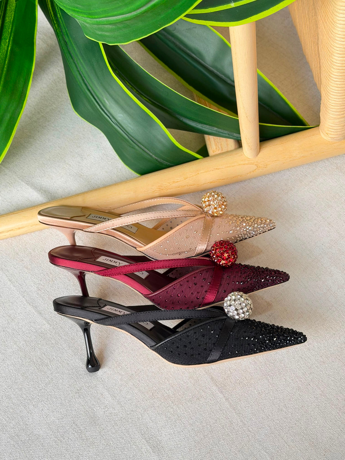 Jimmy Choo Vivi Crystal-Embellished Pointed-Toe Mules
