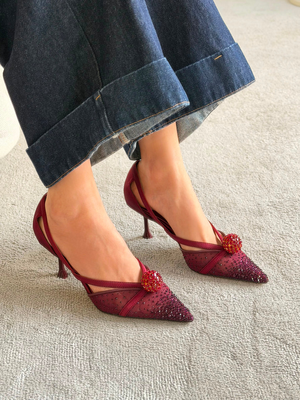 Jimmy Choo Vivi Crystal-Embellished Pointed-Toe Mules