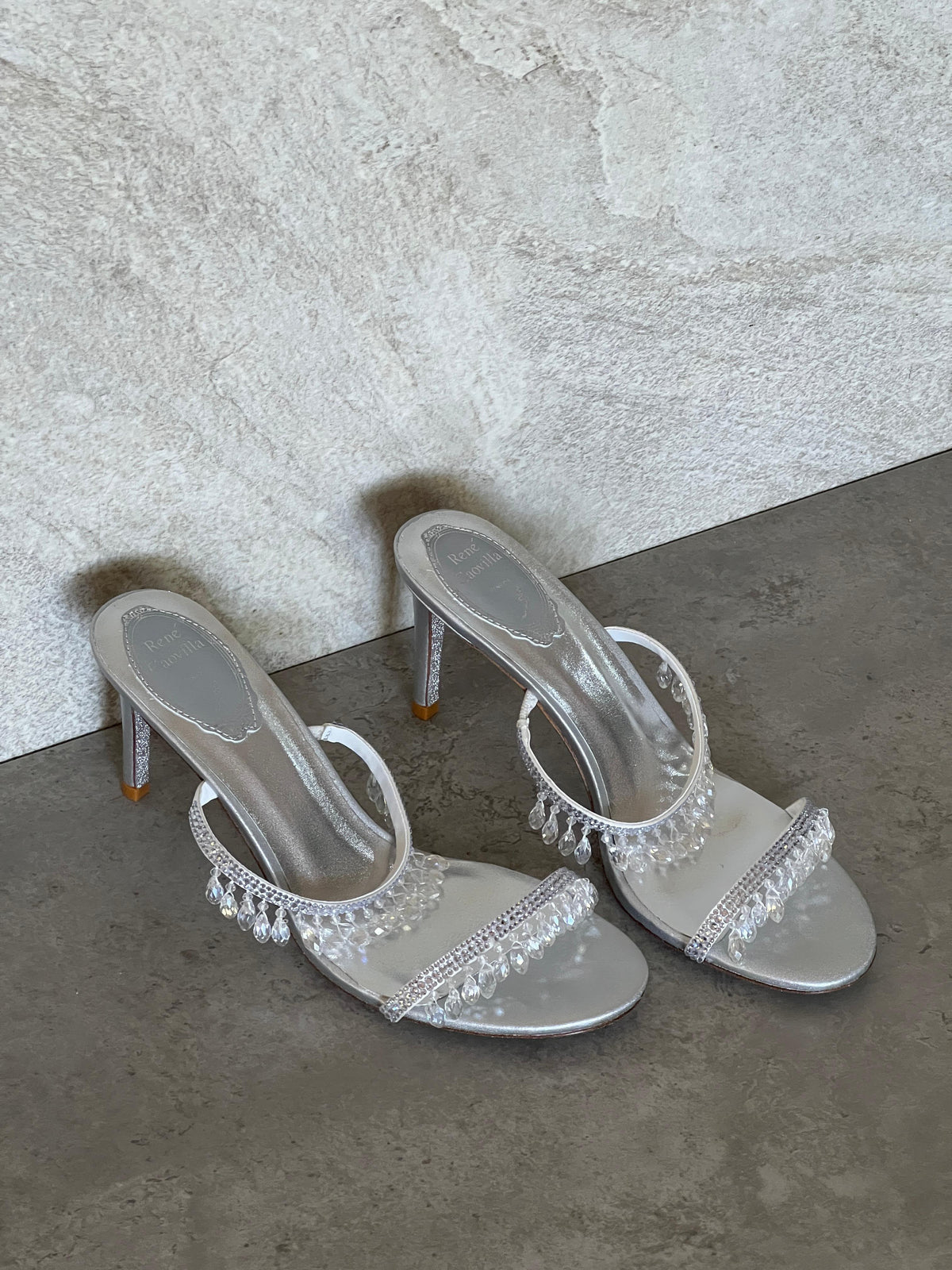 Rene Caovilla Satin Chandelier Heeled Mules