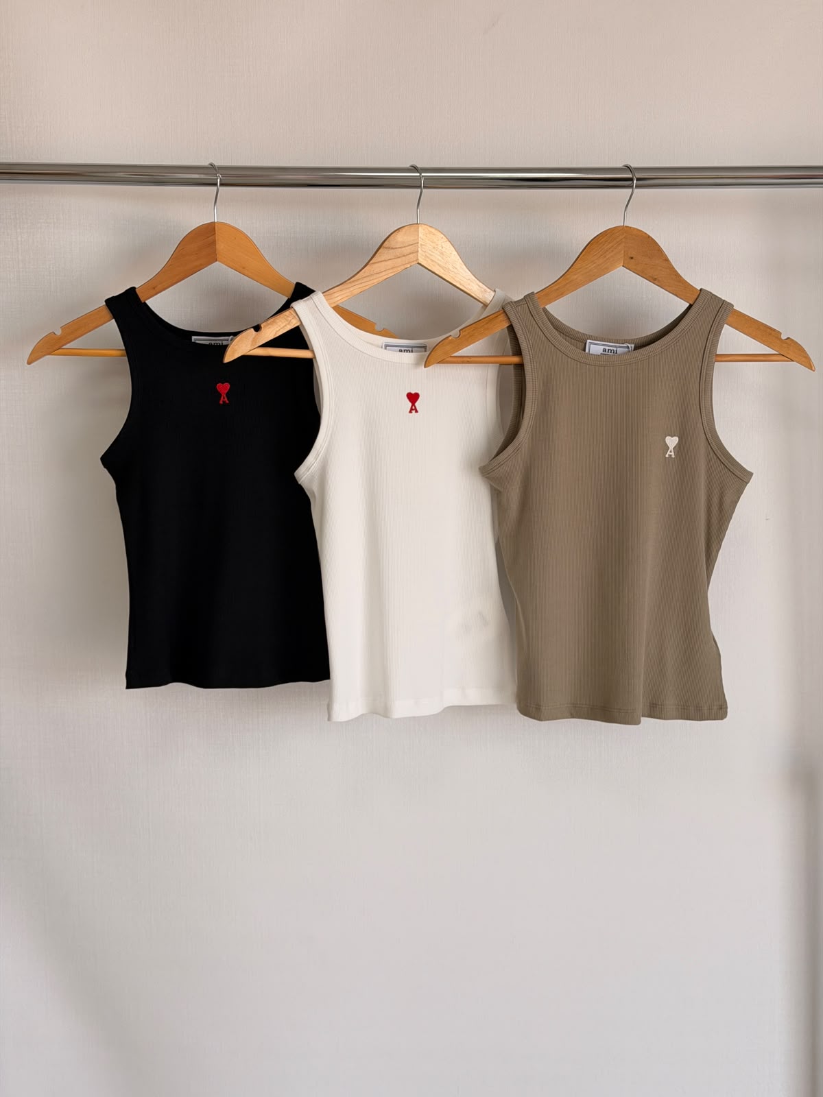 Ami Paris White Cotton Ami de Coeur Tank Top