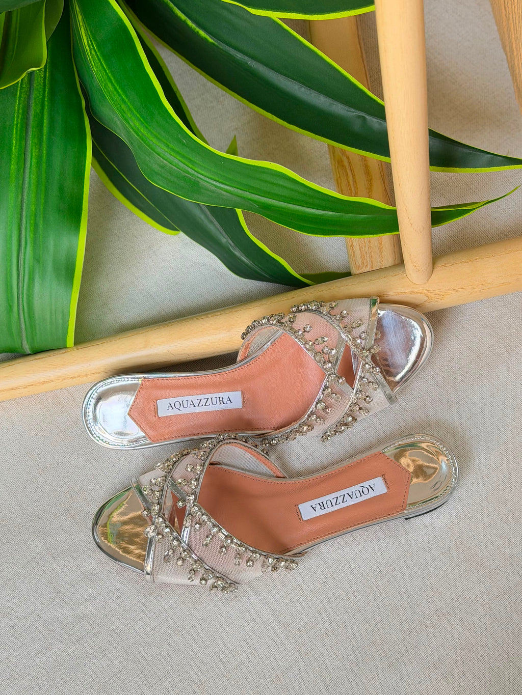 Aquazzura Temptation Crystal Flat Sandals