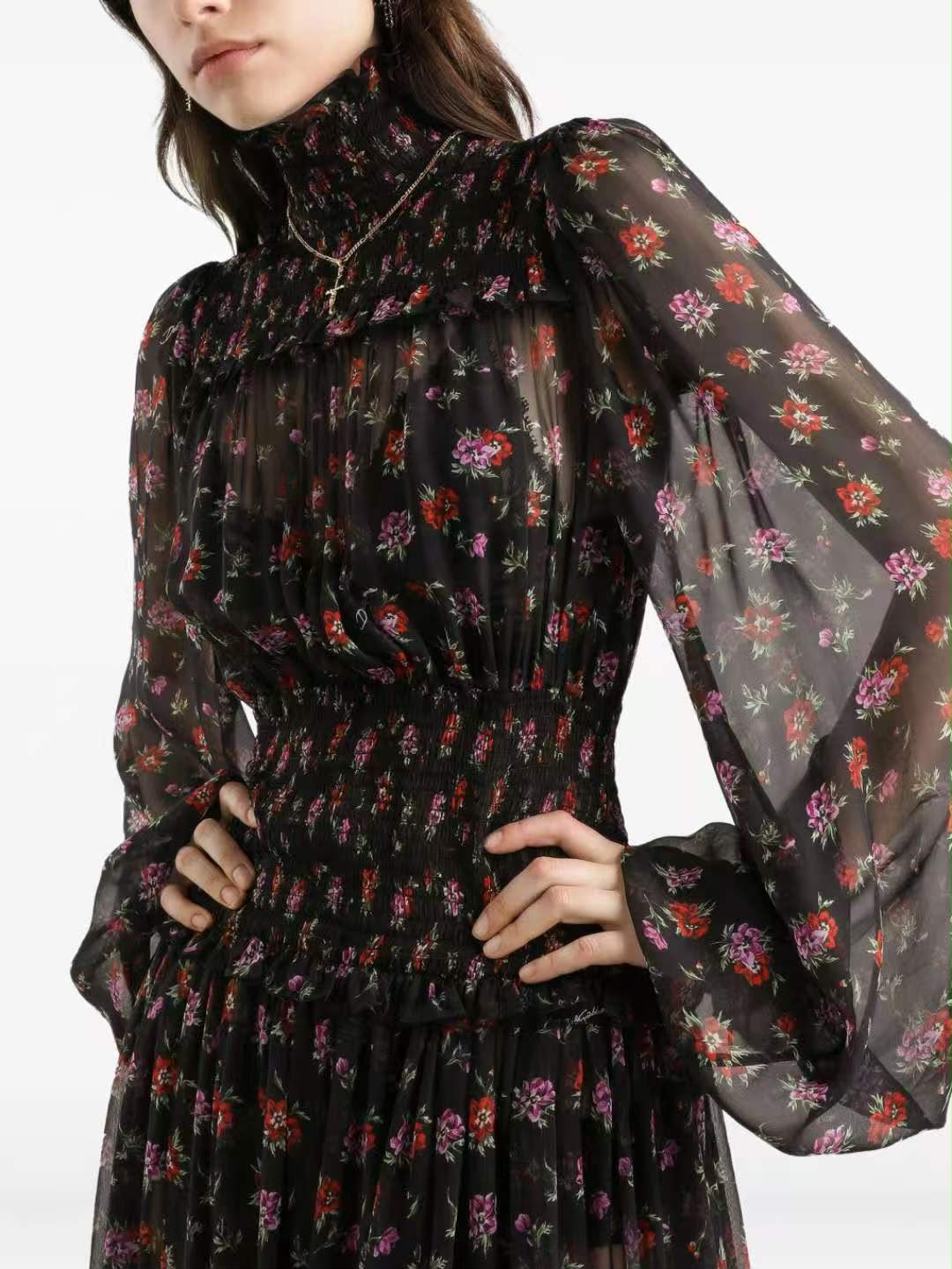 Dolce & Gabbana Silk Floral Maxi Dress