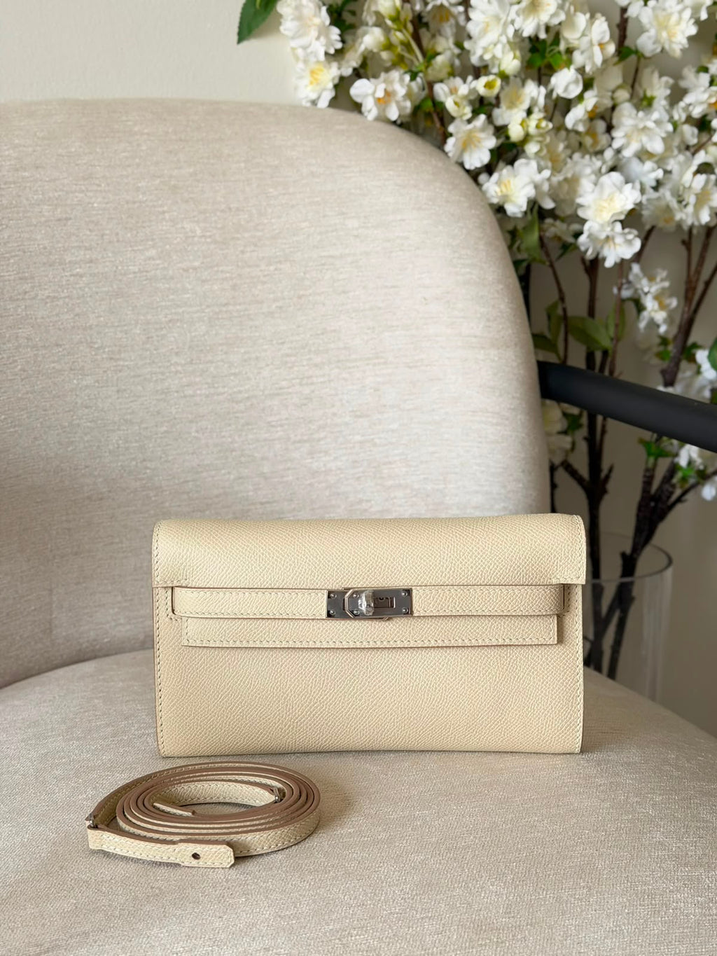 Hermes Kelly To Go Wallet Bag (Silver Hardware)