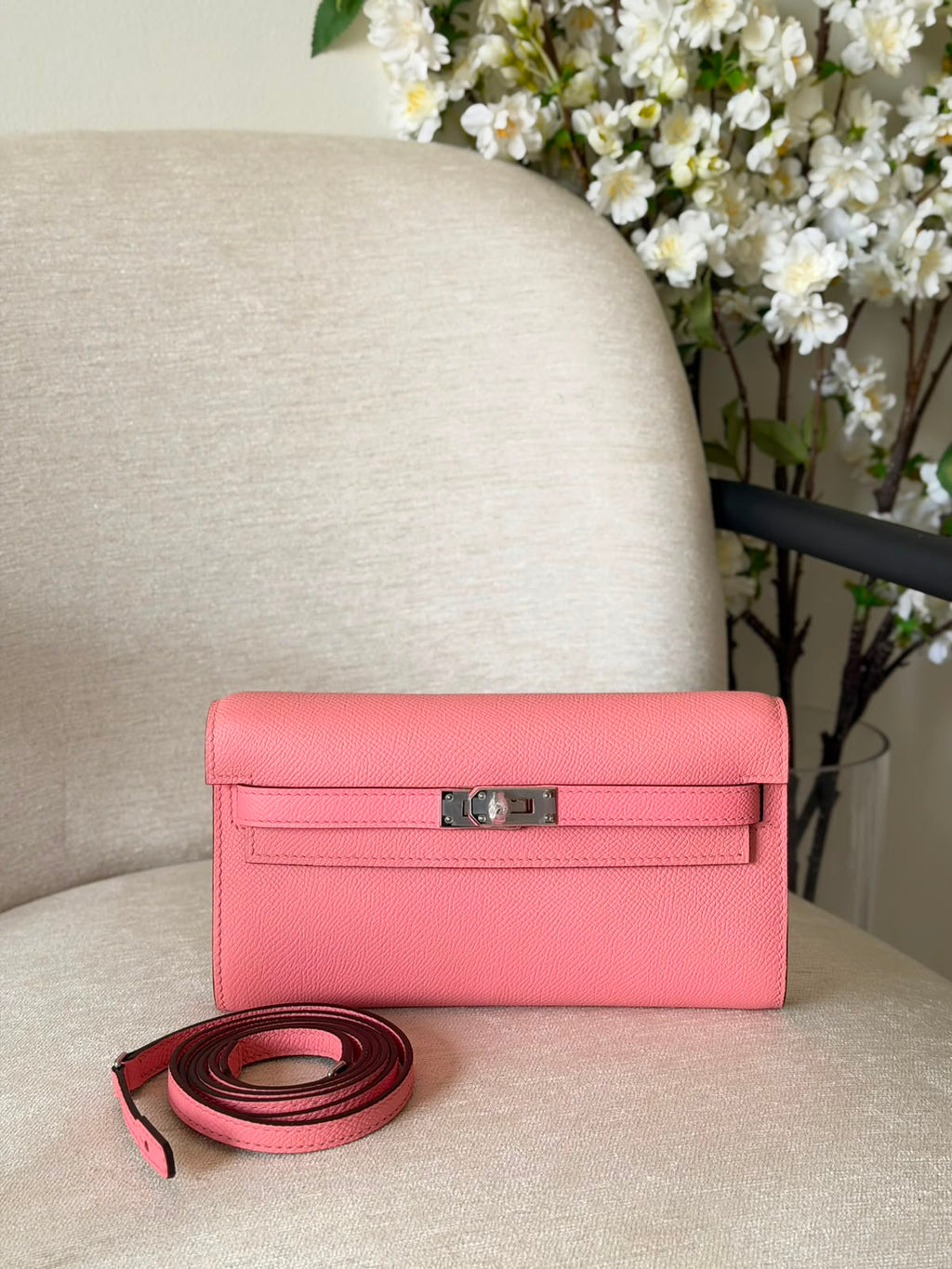 Hermes Kelly To Go Wallet Bag (Silver Hardware)