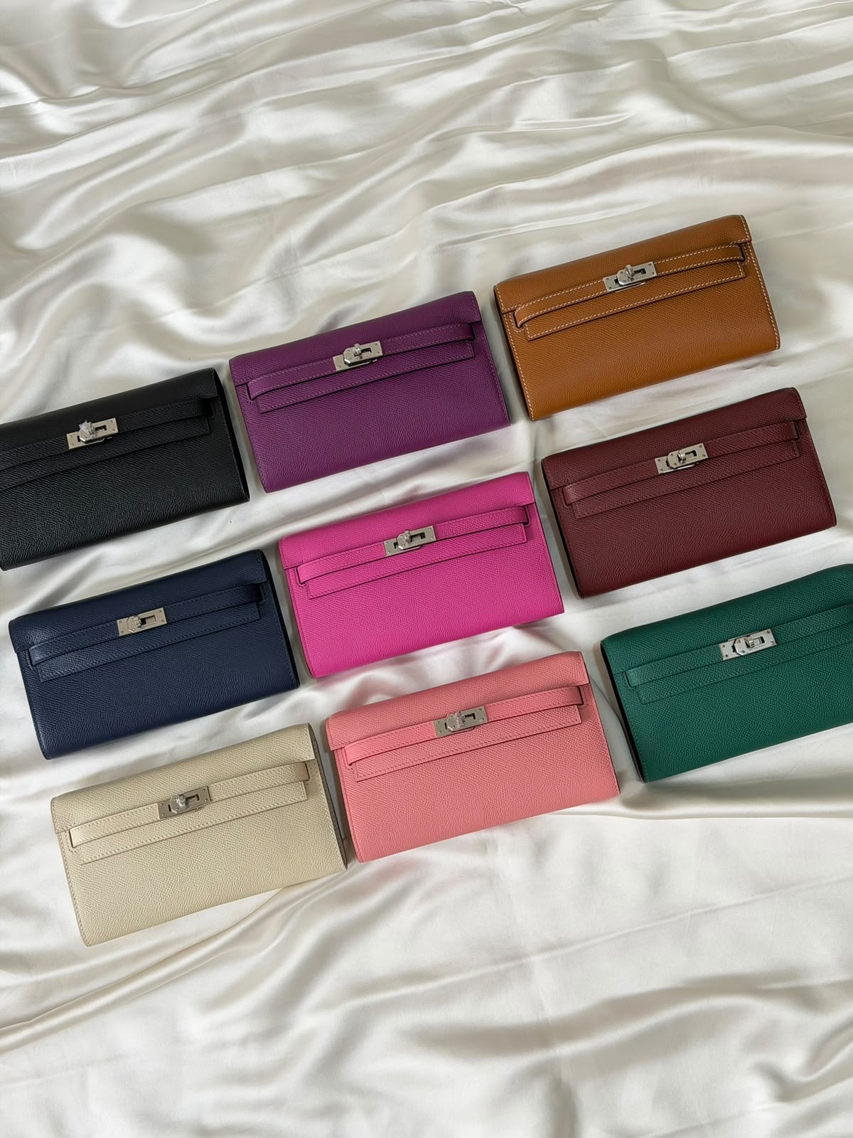 Hermes Kelly To Go Wallet Bag (Silver Hardware)