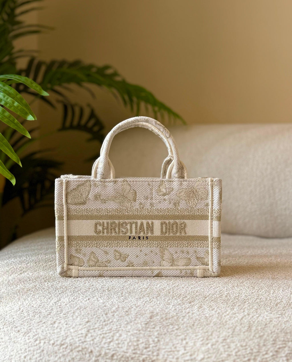 Christian Dior  Oblique Embroidered Canvas Book Tote Bag