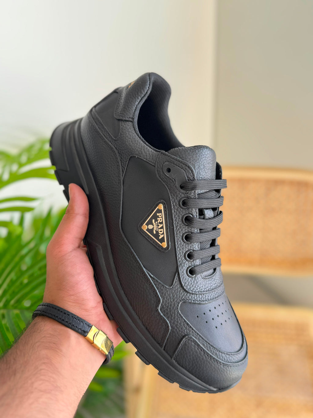 Prada Black Prax 2.0 Leather Sneakers