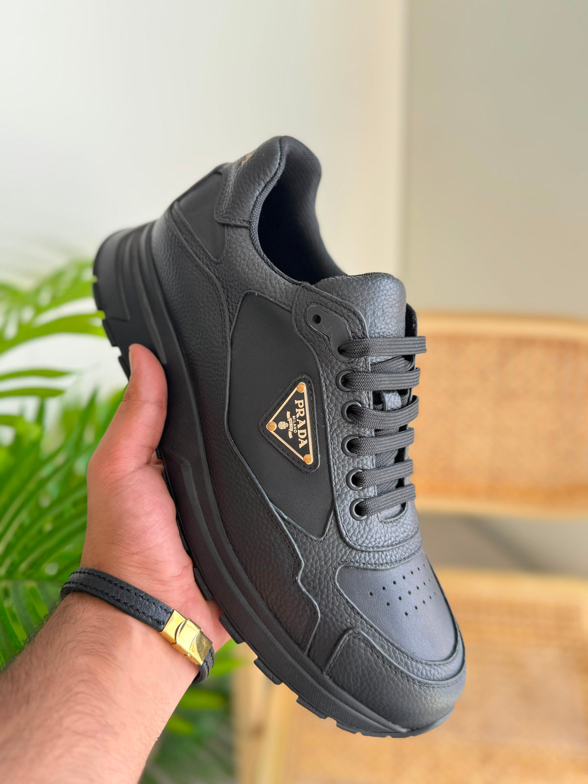 Prada Black Prax 2.0 Leather Sneakers