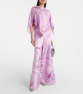 Pucci Pink-Print Silk-Twill Cape Top and Wide-Leg Pants Matching Set