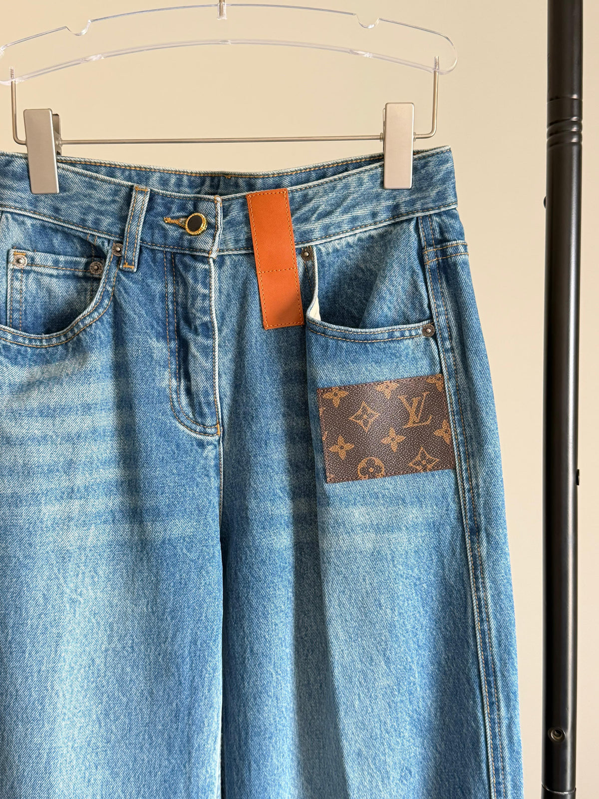 Louis Vuitton Monogram Patch Jeans