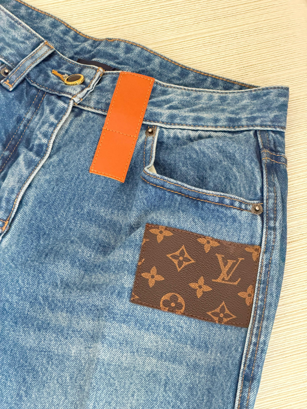 Louis Vuitton Monogram Patch Jeans