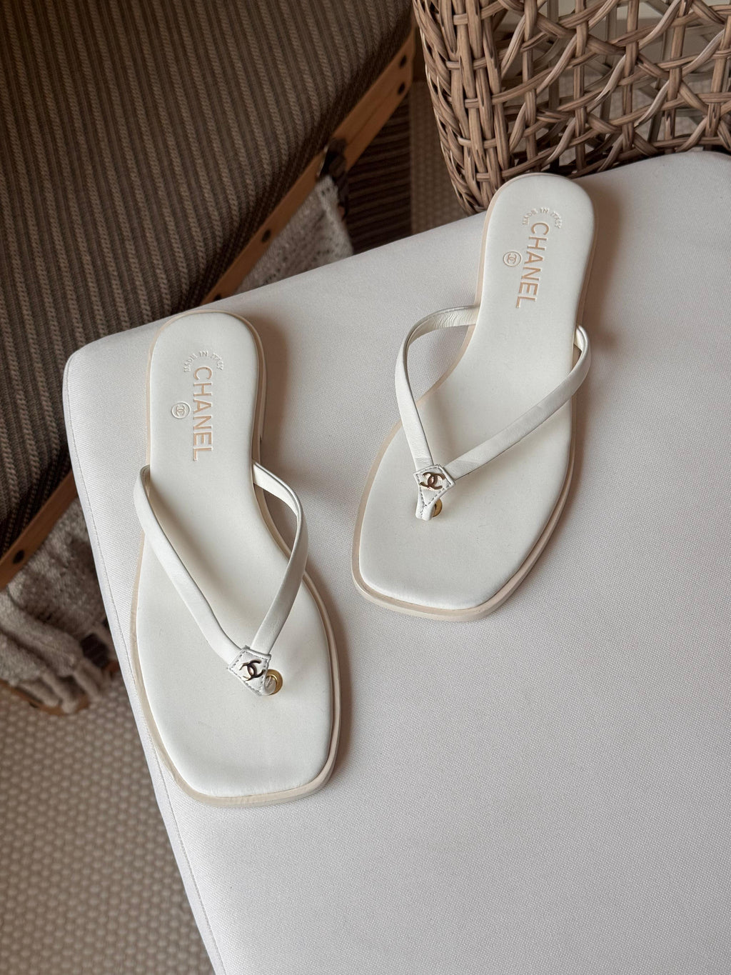 Chanel Goatskin CC Times Square Thong Sandals