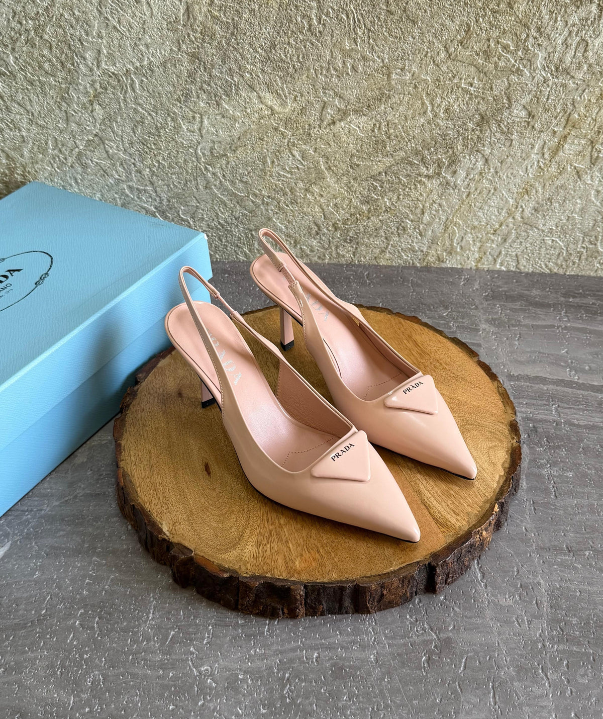 Prada Brushed Leather Slingback Pumps