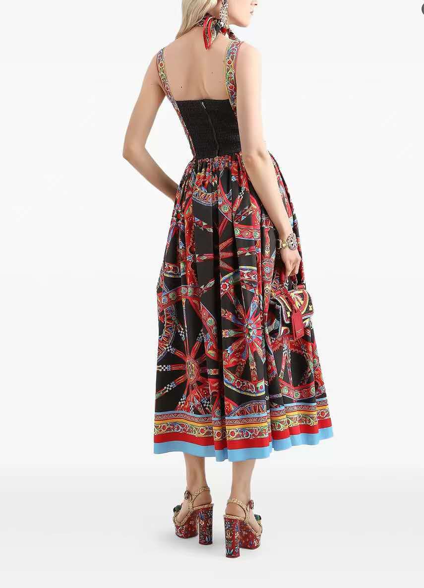 Dolce & Gabbana Carretto-print Poplin Dress