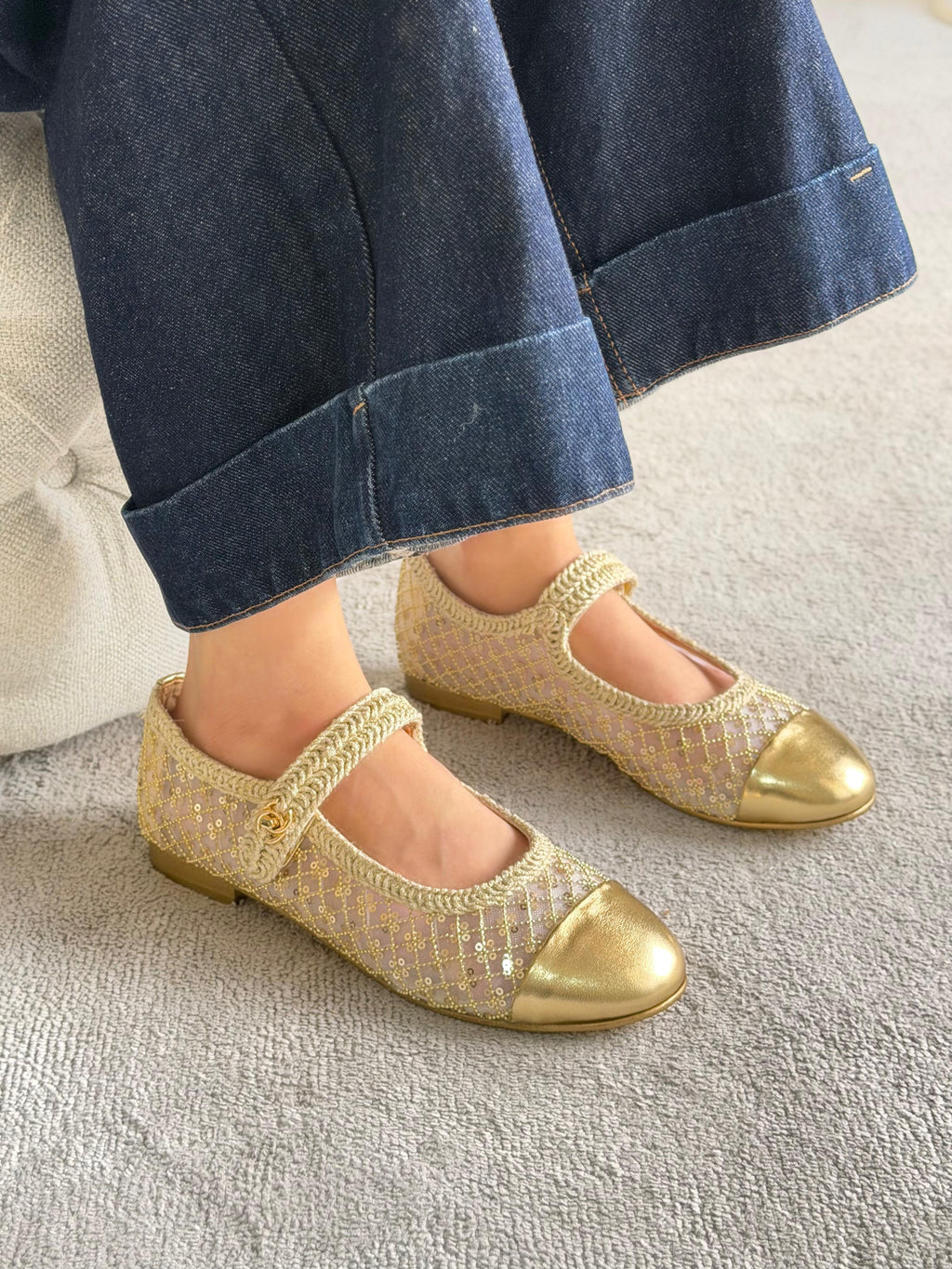 Chanel Sequined Mary Jane Ballerinas