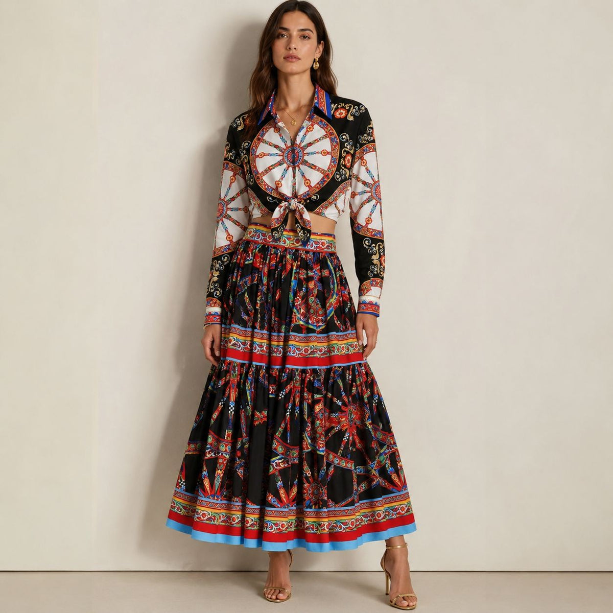 Dolce & Gabbana Carretto-Print Cotton Poplin Co-ord Set