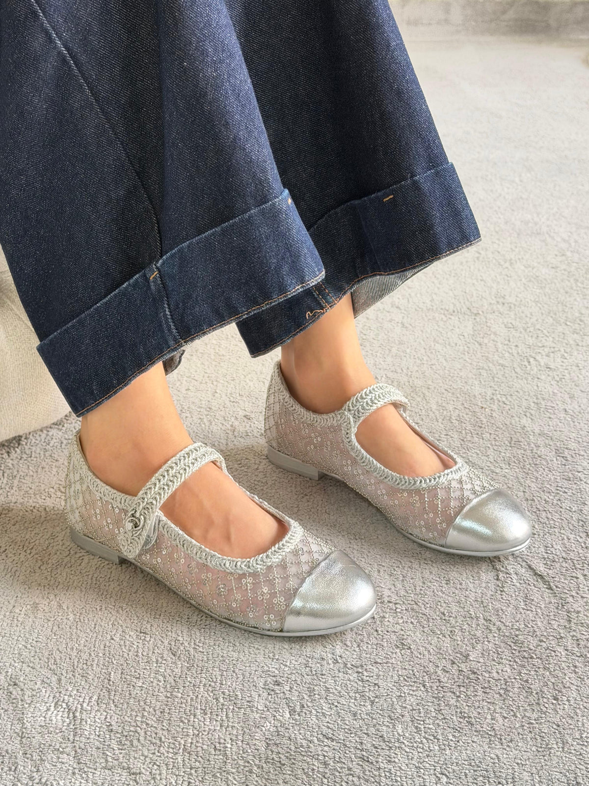 Chanel Sequined Mary Jane Ballerinas