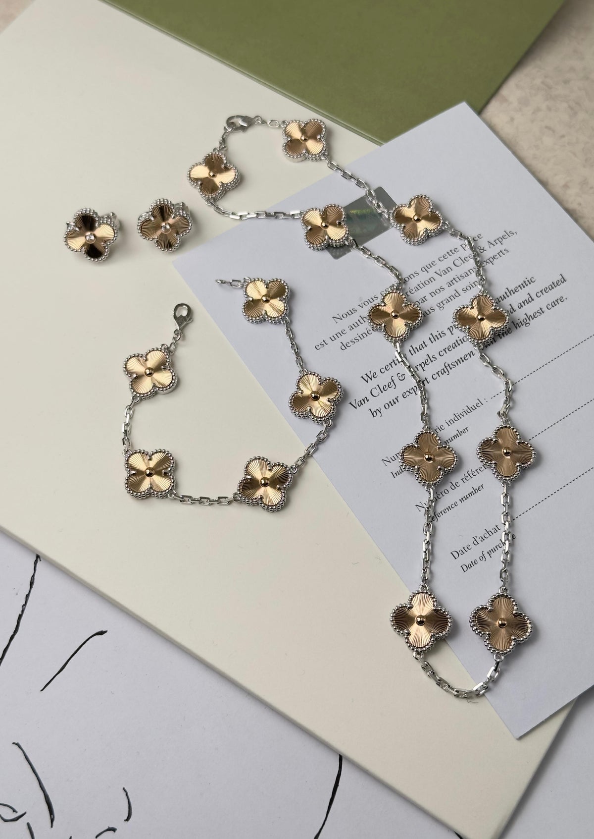 Van Cleef & Arpels Vintage Alhambra Guilloché Jewelry Full Set