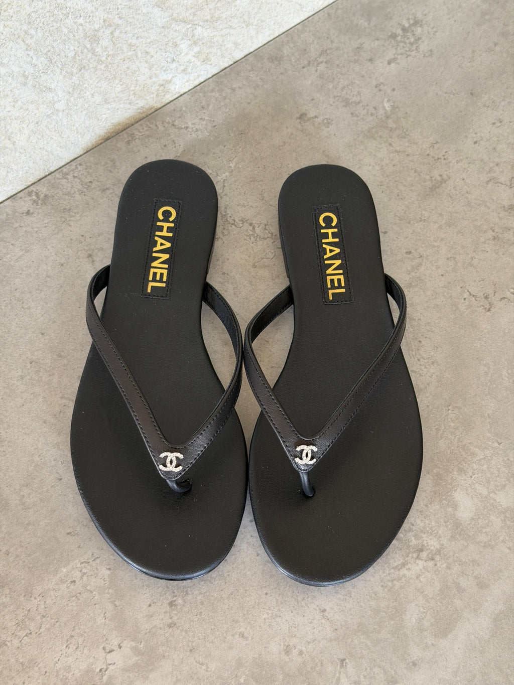 Chanel Velvet CC Thong Sandals