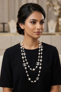 Chanel Crystal CC Glass Pearl Long Sautoir Necklace