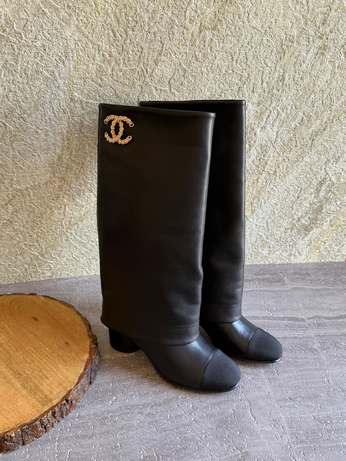 Chanel Fold-Over Turnlock CC Knee-High Boot