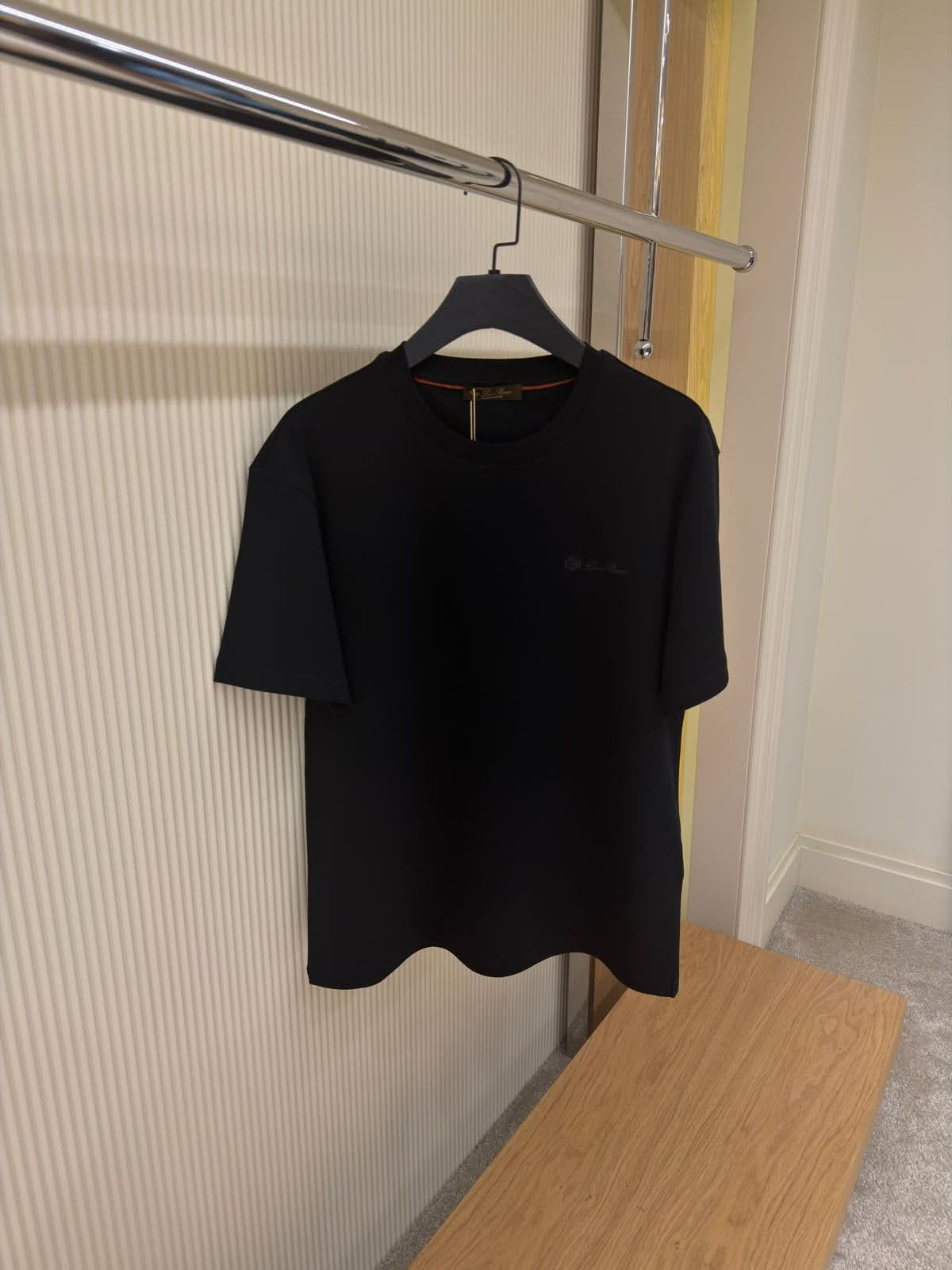Loro Piana Embroidered Logo Cotton Crew Neck T-Shirt