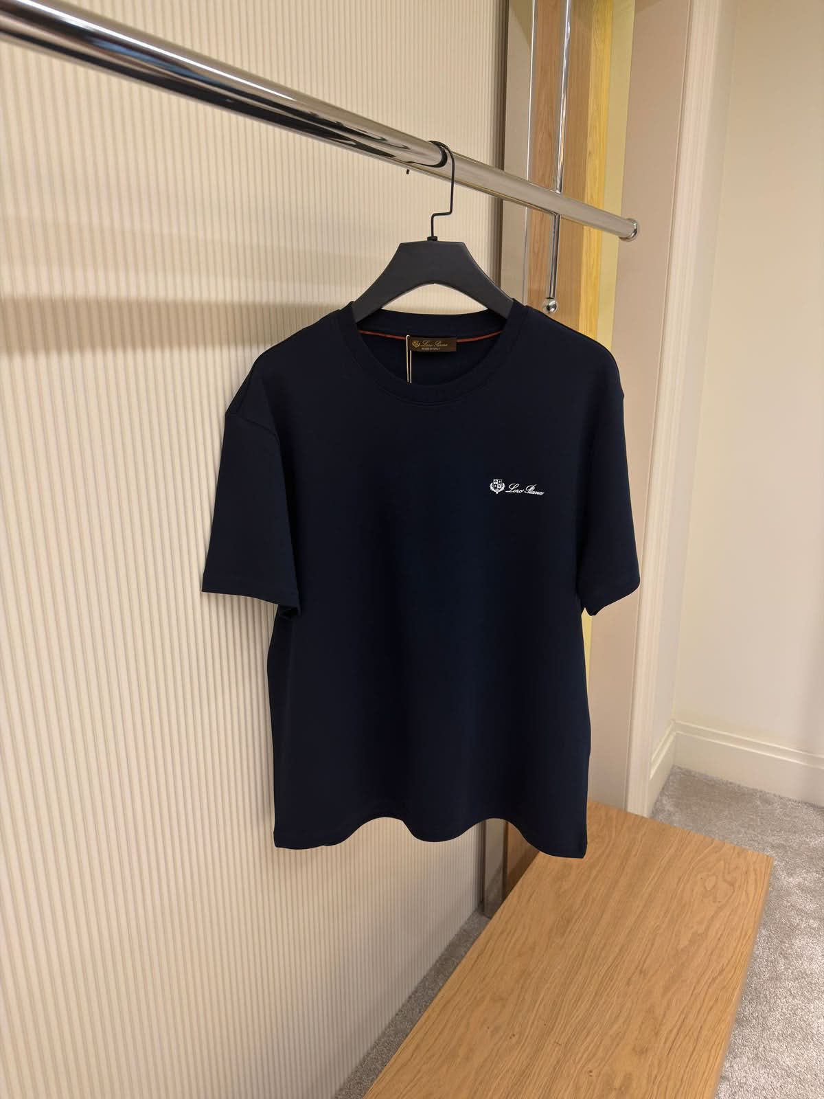 Loro Piana Embroidered Logo Cotton Crew Neck T-Shirt