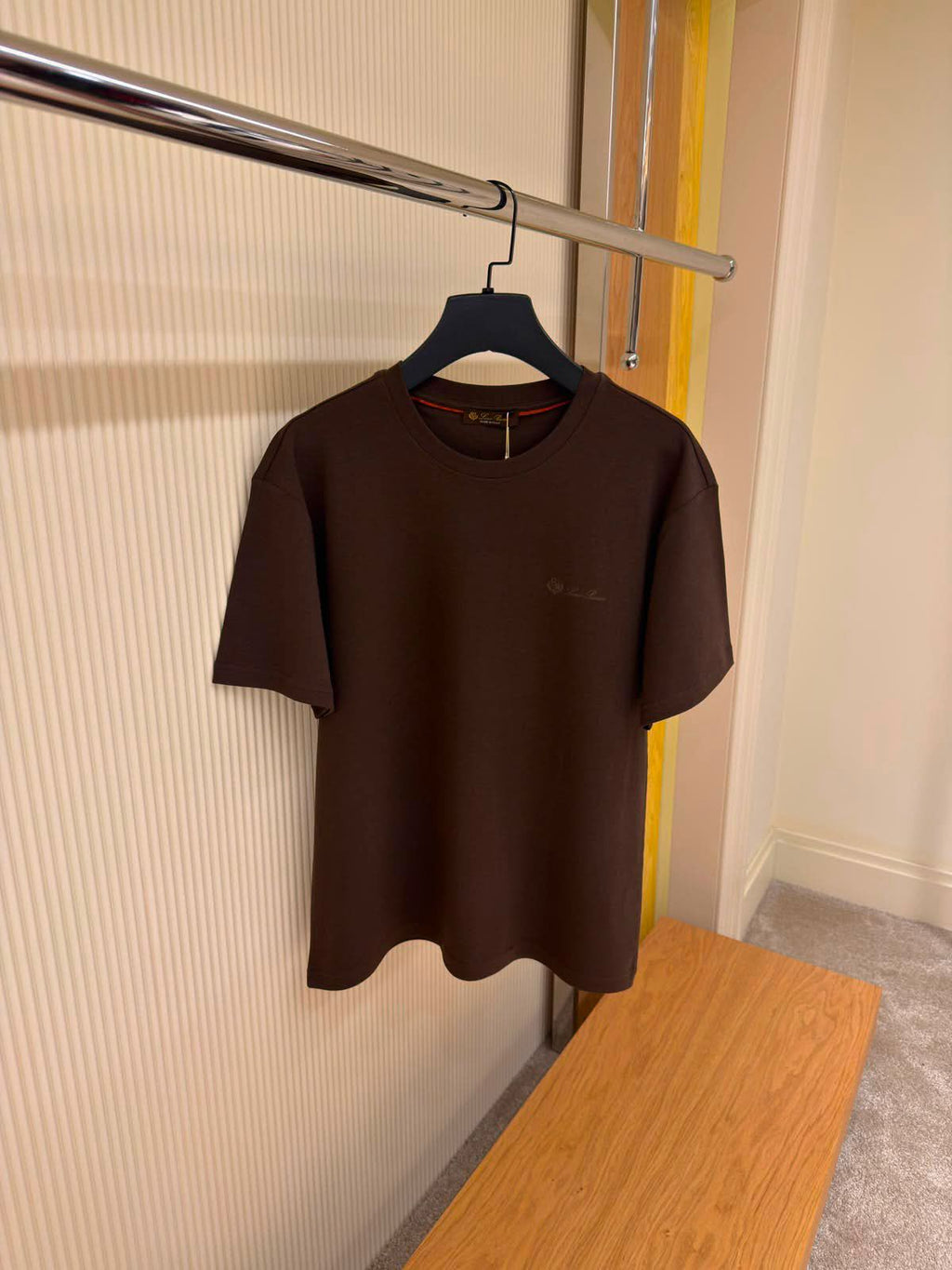 Loro Piana Embroidered Logo Cotton Crew Neck T-Shirt