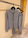 Moncler Leather Logo Zip-Up Hoodie and Sweatpants Tracksuit