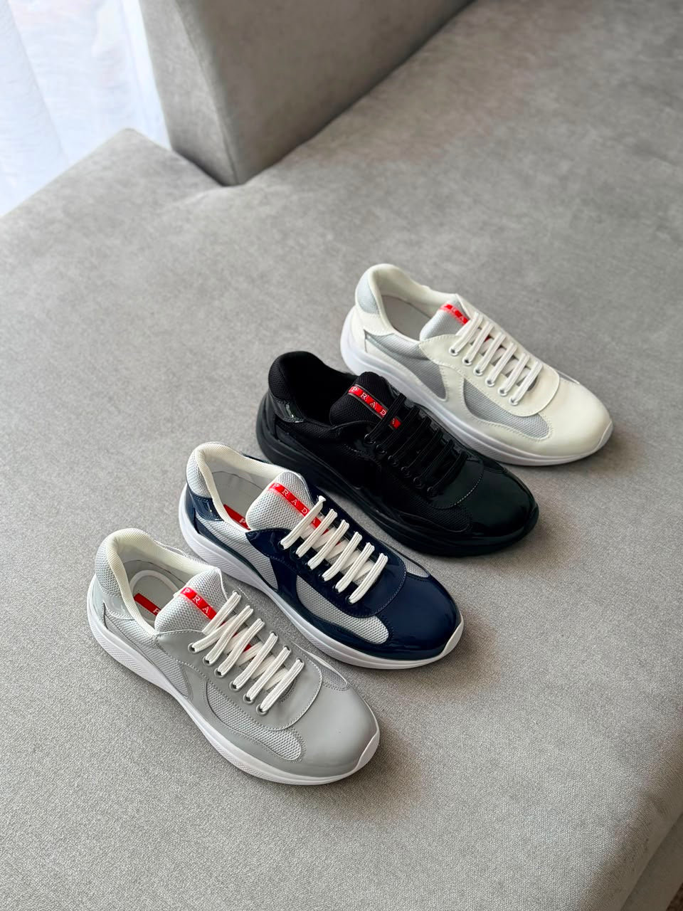 Prada America's Cup Patent Leather and Technical Fabric Sneakers