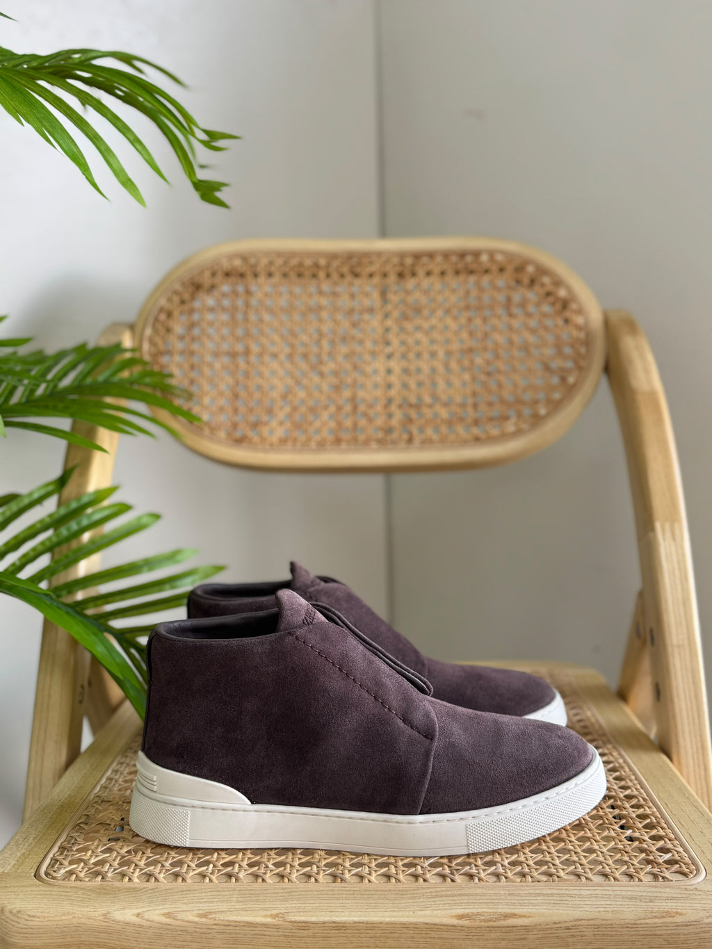 Zegna Triple Stitch Mid-Top Sneakers