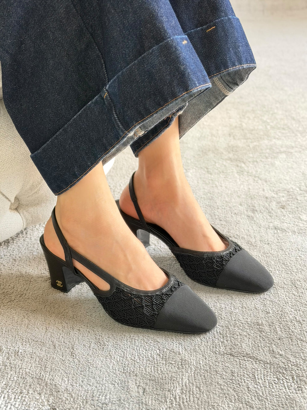 Chanel Suede Slingback Pumps