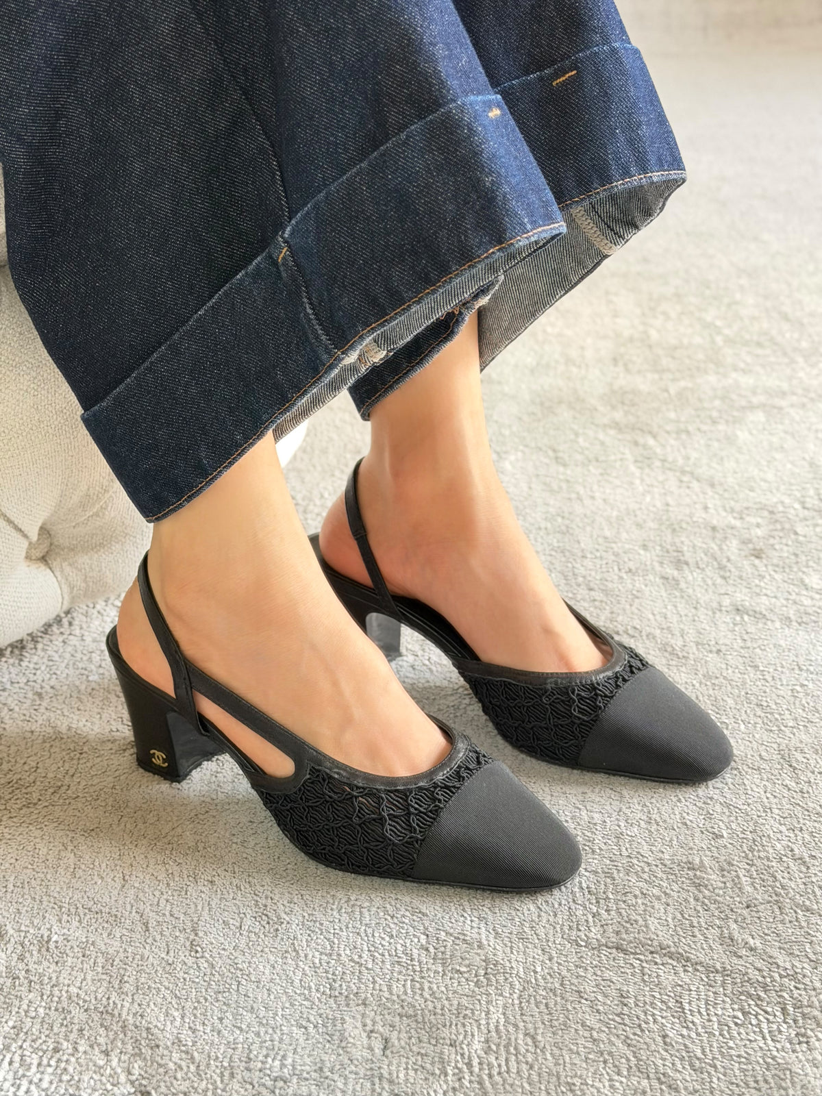 Chanel Suede Slingback Pumps