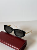 Gucci Pearl Embellished Cat-Eye Oval Sunglasses