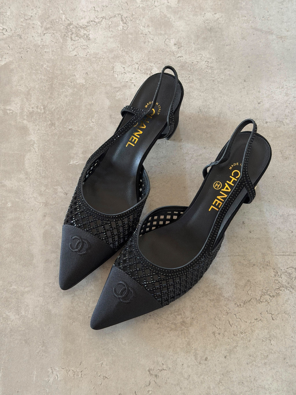 Chanel Strass Mesh Slingback Pump