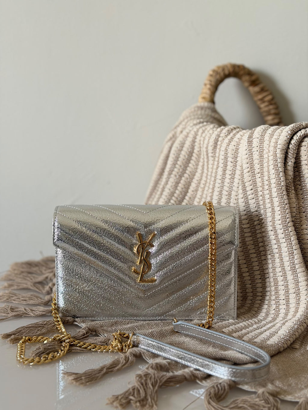 Saint Laurent Cassandre Envelope Chain Wallet
