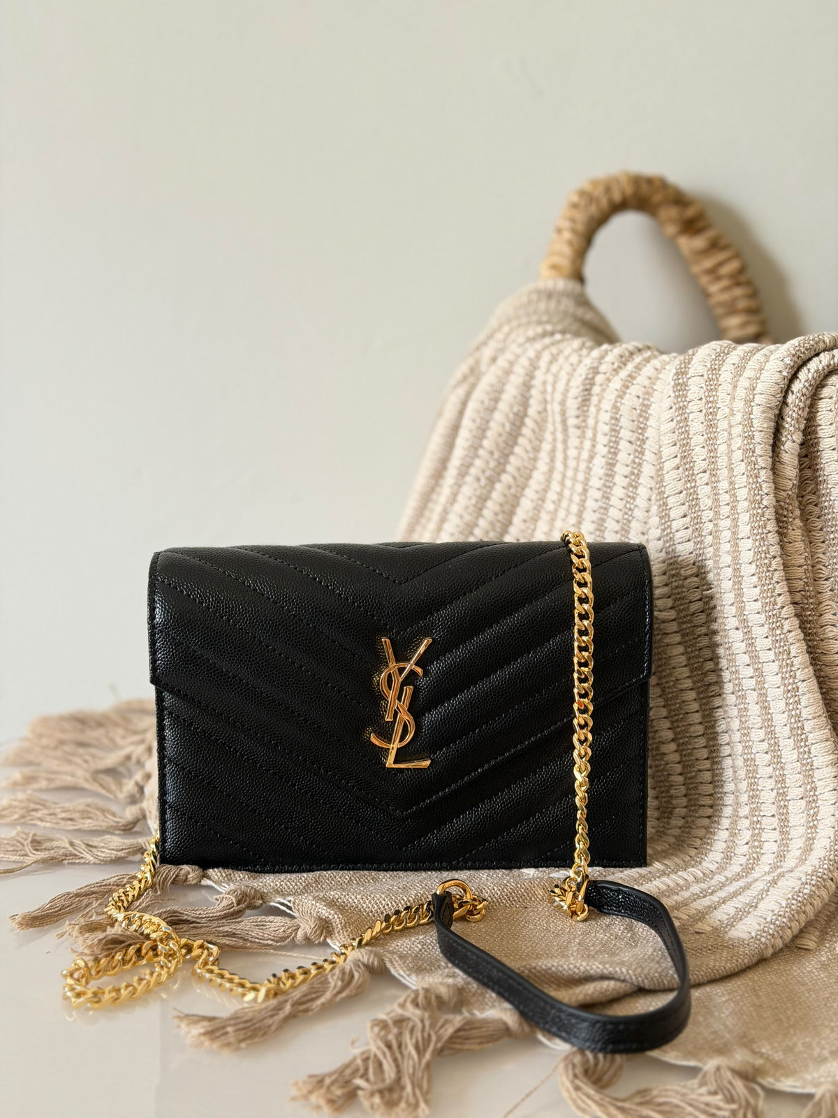 Saint Laurent Cassandre Envelope Chain Wallet