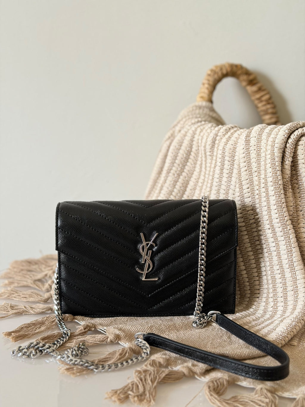 Saint Laurent Cassandre Envelope Chain Wallet