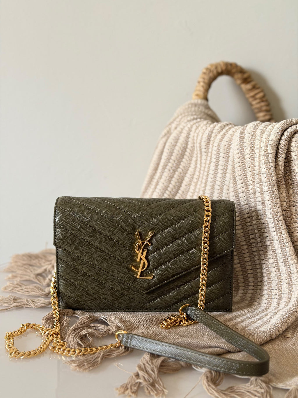 Saint Laurent Cassandre Envelope Chain Wallet