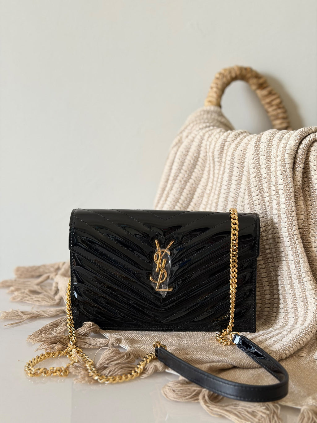 Saint Laurent Cassandre Envelope Chain Wallet